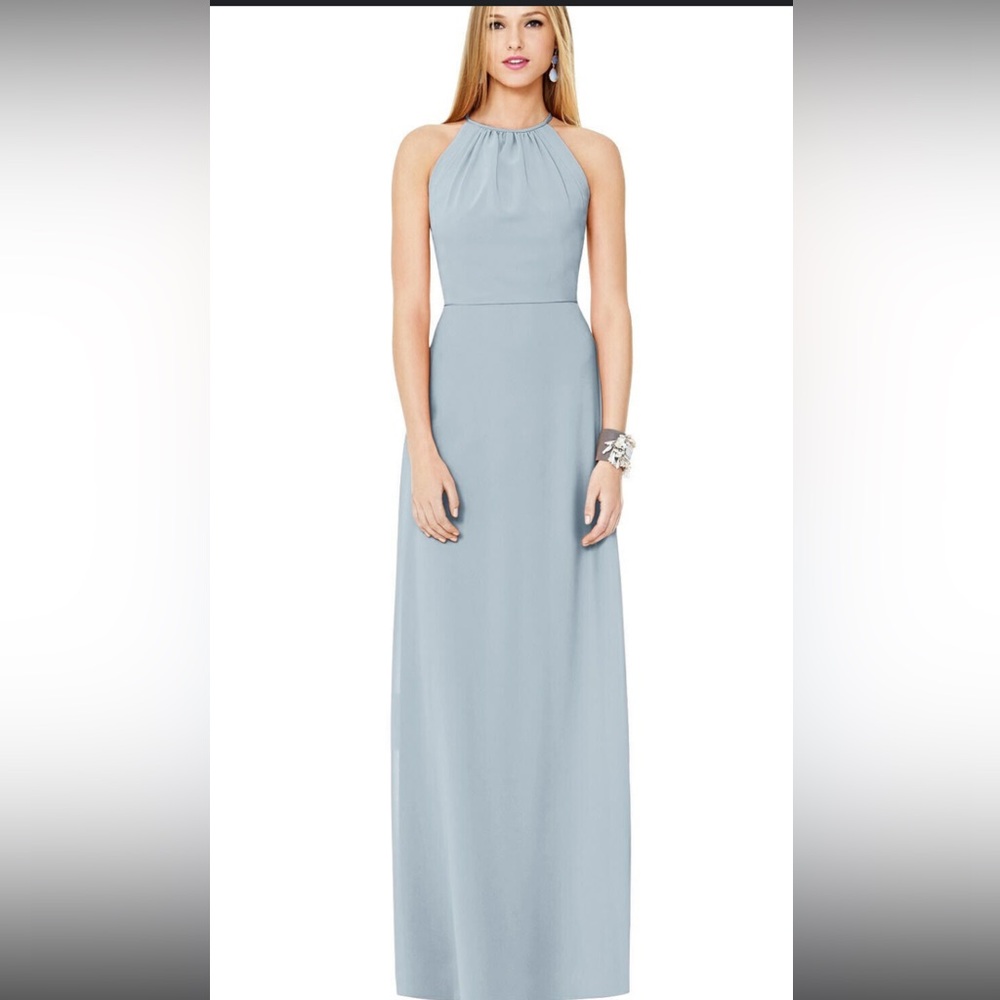 Elegant Mist Blue Open Back Gown